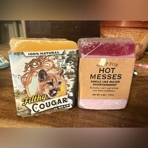 New in Packaging, Set of 2 Funny Scented Bars of Soap- Hot Mess & Filthy Cougar